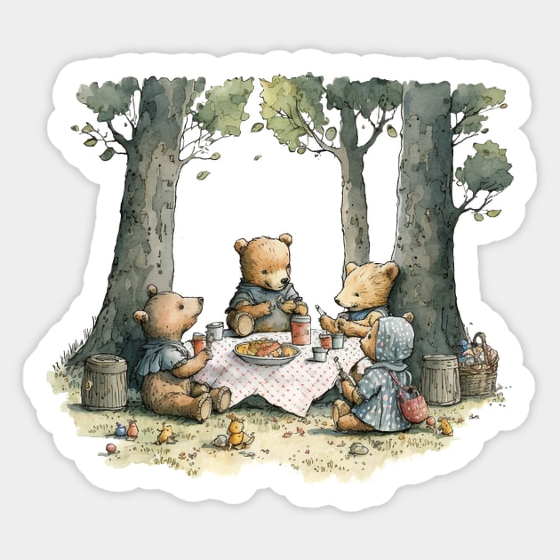 Teddy Bear Picnic Watercolor Sticker by peachycrossing